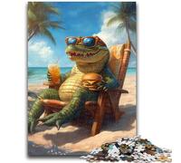 Puzzle 1000 pièces pour Adolescents, Cadeaux, Alligator en Vacances, Anti-Stress, défi Difficile, renforce l'amour Entre Couples, 50x75cm