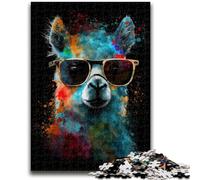 Puzzle 1000 pièces pour Adolescents, Cadeaux, alpaga coloré avec Lunettes, Jouets éducatifs, Jeux de Famille, Cadeaux pour Amis et Famille, 26x38cm