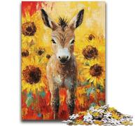 Puzzle 1000 pièces pour Adolescents, Cadeaux, âne et Tournesol, Puzzles pour Adultes, Jeux éducatifs, décoration d'intérieur, Convient pour la décoration de Bureau (50x75cm)