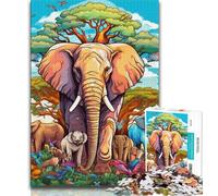 Puzzle 1000 pièces pour Adolescents, Cadeaux Animaux africains, Anti-Stress, défi Difficile avec Affiche et fiche de Questions-réponses (75x50cm)