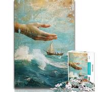 Puzzle 1000 pièces pour Adolescents, Cadeaux, Art de Jésus, Anti-Stress, séjour, Tuer Le Temps, liste de souhaits avec Le Père Noël (75x50cm)