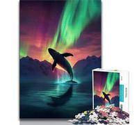 Puzzle 1000 pièces pour Adolescents, Cadeaux Baleines sous l'aurore, Aide Le Cerveau à exercer, Jouets addictifs pour cultiver la Patience, décoration Murale 38x26cm