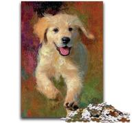 Puzzle 1000 pièces pour Adolescents, Cadeaux, bébé Golden Retriever Courant, Jeu intellectuel, Cadeaux de Noël et d'anniversaire, 26x38cm
