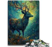 Puzzle 1000 pièces pour Adolescents, Cadeaux, cerf, Floral, Anti-Stress, défi Difficile, renforce l'amour Entre Les Couples, 26x38cm