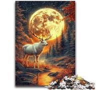 Puzzle 1000 pièces pour Adolescents, Cadeaux Cerf sous la Pleine Lune, Puzzle 1000 pièces, Jeux éducatifs, décoration d'intérieur, adapté à la décoration de Bureau (26x38cm)