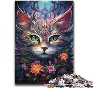 Puzzle 1000 pièces pour Adolescents, Cadeaux, Chat coloré aux Grands Yeux, Jeu éducatif, défi, Collection d'artistes, Beaux-Arts 50x75cm