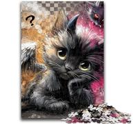 Puzzle 1000 pièces pour Adolescents, Cadeaux, Chaton Diable, Anti-Stress, défi Difficile, renforce l'amour Entre Couples, 26x38cm
