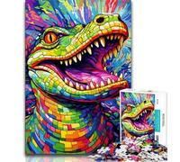 Puzzle 1000 pièces pour Adolescents, Cadeaux Crocodiles colorés, Anti-Stress, Vacances à la Maison, Passe-Temps, Interaction Parent-Enfant, 75x50cm