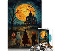 Puzzle 1000 pièces pour Adolescents, Cadeaux d'halloween, château, Anti-Stress, séjour, Tuer Le Temps, liste de souhaits avec Le Père Noël (75x50cm)