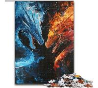 Puzzle 1000 pièces pour Adolescents, Cadeaux Dragon de Glace et de feu, Jeu intellectuel pour renforcer l'amour Entre Couples à partir de 14 Ans (Taille 50x75cm)