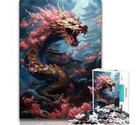 Puzzle 1000 pièces pour Adolescents, Cadeaux, Dragon Japonais, Cerise, 1000 pièces pour Adolescents, Anti-Stress, défi Difficile, décoration d'intérieur, Jouets (Taille 75x50cm)