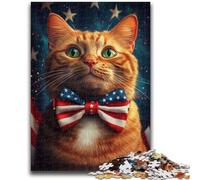 Puzzle 1000 pièces pour Adolescents, Cadeaux, Drapeau américain, Chat, Jeu éducatif Familial, décoration Murale, Cadeaux d'anniversaire et de Noël Uniques, 50x75cm