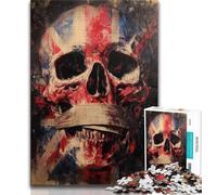 Puzzle 1000 pièces pour Adolescents, Cadeaux, Drapeau Britannique, tête de Mort, 1000 pièces pour Adolescents, Anti-Stress, défi Difficile, décoration d'intérieur (Taille 75x50cm)