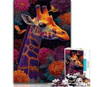 Puzzle 1000 pièces pour Adolescents, Cadeaux, Fleurs, Girafe, Anti-Stress, séjour, Tuer Le Temps, liste de souhaits avec Le Père Noël (75x50cm)