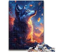 Puzzle 1000 pièces pour Adolescents, Cadeaux Loup au Coucher du Soleil, Anti-Stress, défi Difficile, renforce l'amour Entre Les Couples, 26x38cm