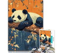 Puzzle 1000 pièces pour Adolescents, Cadeaux : Panda Mignon Rampant, Anti-Stress, défi Difficile avec Affiche et fiche de Questions-réponses Assorties (75x50cm)