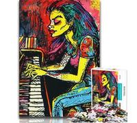 Puzzle 1000 pièces pour Adolescents, Cadeaux pianiste, Anti-Stress, séjour, Tuer Le Temps, liste de souhaits avec Le Père Noël (38x26cm)