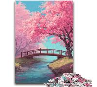 Puzzle 1000 pièces pour Adolescents, Cadeaux, Pont sous Les cerisiers en Fleurs, Jeu éducatif Familial, décoration Murale, Cadeaux d'anniversaire et de Noël Uniques, 50x75cm