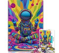 Puzzle 1000 pièces pour Adolescents, Cadeaux psychédéliques, Astronaute, Anti-Stress, défi Difficile avec Affiche et fiche de Questions-réponses (75x50cm)