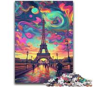 Puzzle 1000 pièces pour Adolescents, Cadeaux psychédéliques Eiffel, Jouets éducatifs, activités Amusantes à la Maison, Cadeau d'anniversaire, Cadeaux de Voyage 26x38cm