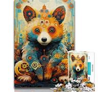 Puzzle 1000 pièces pour Adolescents, Cadeaux, Puzzles Ours psychédéliques, Interaction Parent-Enfant intéressante pour réduire Le Stress (Taille 38x26cm)
