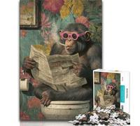Puzzle 1000 pièces pour Adolescents, Cadeaux, Singe Assis sur Les Toilettes, Aide Le Cerveau à exercer, Jouets addictifs pour cultiver la Patience, améliorer la mémoire, 38x26cm