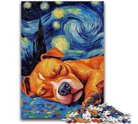 Puzzle 1000 pièces pour Adolescents, Cadeaux, Staffordshire Bull Terrier, Ciel Nocturne, Jeux éducatifs, décoration d'intérieur, Collection d'artistes, Beaux-Arts 26x38cm