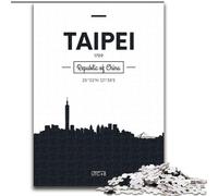 Puzzle 1000 pièces pour Adolescents, Cadeaux Taipei Taiwan, activité familiale pour renforcer l'amour Entre Couples, à partir de 14 Ans, 26x38cm