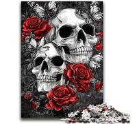Puzzle 1000 pièces pour Adolescents, Cadeaux, tête de Mort Rose, pour Les 14 Ans et Plus, pour s'amuser en Famille et Jouer Le Soir, Jouets Cadeaux 26x38cm