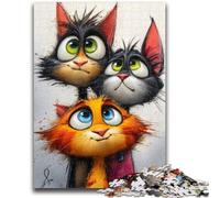 Puzzle 1000 pièces pour Adolescents, Cadeaux, Trois Chats, Jeux éducatifs, décoration d'intérieur, Collection d'artistes, Beaux-Arts, 50x75cm
