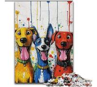 Puzzle 1000 pièces pour Adolescents, Cadeaux Trois Chiens Joyeux, Analyse et logique, avec pièces entièrement emboîtables de Formes aléatoires, pour Les Enfants de 14 Ans et Plus (Taille 26x38cm)