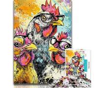 Puzzle 1000 pièces pour Adolescents, Cadeaux Trois Poulets, Anti-Stress, séjour, Tuer Le Temps, liste de souhaits avec Le Père Noël (75x50cm)