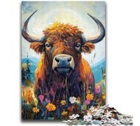 Puzzle 1000 pièces pour Adolescents, Cadeaux, Vache des Highlands, Peinture à l'huile, Jouets éducatifs, Anti-Stress, Convient pour la décoration de Bureau, 26x38cm