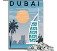 Puzzle 1000 pièces pour Adolescents, Cadeaux, Ville de Dubaï, Émirats Arabes Unis, Voyage, Jouets, Chaque pièce est Unique - Jeu Familial Stimulant pour Les 14 Ans 50x75cm
