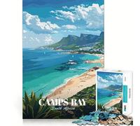 Puzzle 1000 pièces pour Adolescents Camps Bay,Afrique du Sud Affiche de Voyage Bords précis Art Entraînement Mental Jeu Calme et Amusant Cadeau d'anniversaire Artistique (50x75cm)