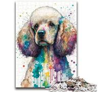 Puzzle 1000 pièces pour Adolescents Caniche à l'aquarelle Jeu Stimulant Jouets Idéal comme Cadeau pour Toute la Famille 26x38cm