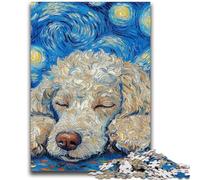 Puzzle 1000 pièces pour Adolescents Caniche Ciel Nocturne Jouets éducatifs Décoration intérieure Unique et Cadeaux pour Les 14 Ans et Plus 26x38cm