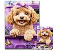 Puzzle 1000 pièces pour Adolescents Caniche Lavande Puzzles en Bois Jeux Jouets Cadeau, Renforcer l'amour Entre Les Couples pour Les 14 Ans et Plus 50x75cm
