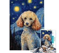 Puzzle 1000 pièces pour Adolescents Caniche Nuit étoilée Stimule Le Cerveau Décoration Murale Jeu Pratique à partir de 14 Ans (50x75cm)
