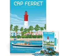Puzzle 1000 pièces pour Adolescents Cap Ferret Bassin Arcachon Bordure précise Art Entraînement Mental Jeu Calme et Amusant Cadeau d'anniversaire Artistique (50x75cm)