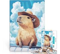 Puzzle 1000 pièces pour Adolescents Capybara avec Un Chapeau de Cowboy Casse-tête pour Renforcer l'amour Entre Les Couples 38x26cm