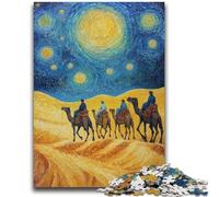 Puzzle 1000 pièces pour Adolescents Caravane du désert avec chameaux pour 14 Ans et Plus Jeu de défi Unique Jeux en Famille Cadeaux d'anniversaire de Noël 26x38cm