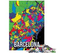 Puzzle 1000 pièces pour Adolescents Carte de Barcelone Affiche de Voyage Pop Art Puzzle pour Adolescents Améliorez Vos Souvenirs Liste de souhaits avec Le Père Noël pour Les Gamers