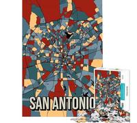 Puzzle 1000 pièces pour Adolescents Carte de San Antonio aux Tons naturels Jeu éducatif Jouet d'apprentissage Cadeau d'anniversaire décoration intérieure (Taille 38x52cm)