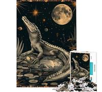 Puzzle 1000 pièces pour Adolescents Cartes de Tarot avec Grand Crocodile Aide à stimuler Le Cerveau Une œuvre d'art Jeux Amusants Convient aux 14 Ans et Plus (50x75cm)
