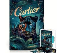 Puzzle 1000 pièces pour Adolescents Cartier Panthère Majesté Bordure Précise Art Entraînement Mental Jeu Calme et Amusant Cadeau d'anniversaire Artistique (50x75cm)