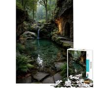 Puzzle 1000 pièces pour Adolescents Cascade cachée Puzzle Adulte Décoration Murale Cadeau Anti-Stress (Dimensions 50x75cm)