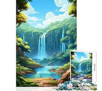Puzzle 1000 pièces pour Adolescents Cascade dans la forêt Jeu Anti-Stress Amusant et Stimulant Dimensions 38x26cm