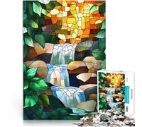 Puzzle 1000 pièces pour Adolescents Cascade de vitraux Jouets Jeux éducatifs Soulagement du Stress Une œuvre d'art 75x50cm