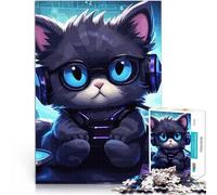 Puzzle 1000 pièces pour Adolescents Cat Gamer Gaming Compétition de Vitesse Manuelle Décoration d'intérieur et Cadeaux Uniques 75x50cm